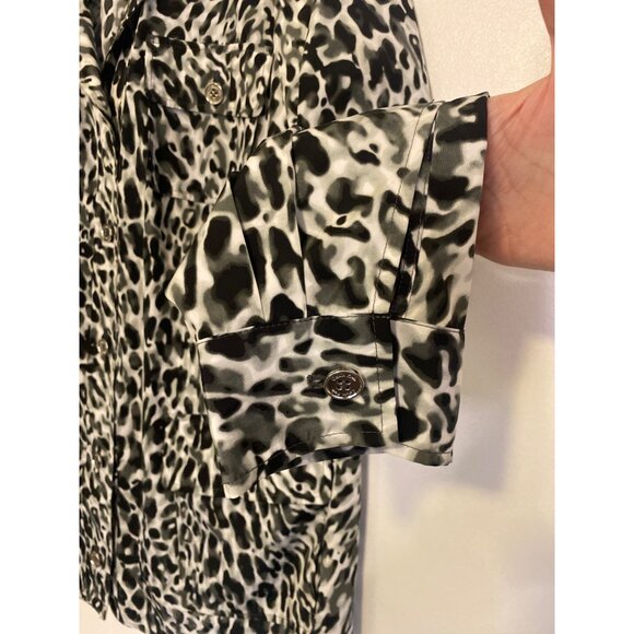Calvin Klein Women's Black & White Animal Print Button-Up Jacket Best for 1X - Picture 5 of 9